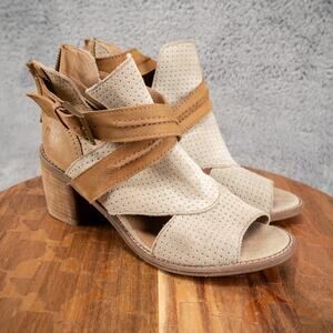 Roan Natalie Leather Heeled Open Toe Sandal Womens Size 7